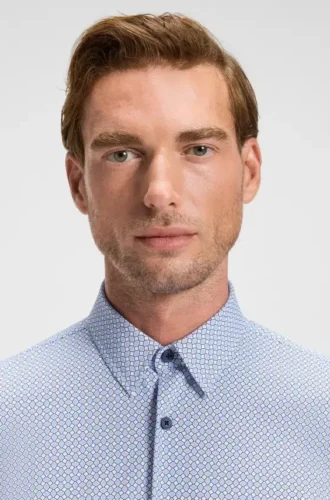 Printed slim-fit shirt in performance-stretch jersey