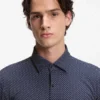 Printed slim-fit shirt in performance-stretch jersey