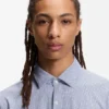 Printed slim-fit shirt in performance-stretch jersey