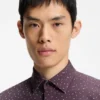 Printed slim-fit shirt in performance-stretch jersey