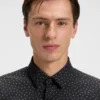Printed slim-fit shirt in performance-stretch jersey