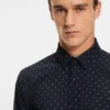 Printed slim-fit shirt in performance-stretch jersey