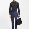 Printed slim-fit shirt in performance-stretch jersey