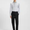 Printed slim-fit shirt in performance-stretch jersey
