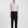 Printed slim-fit shirt in performance-stretch jersey
