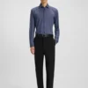 Printed slim-fit shirt in performance-stretch jersey