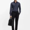 Printed slim-fit shirt in performance-stretch jersey