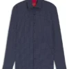 Printed slim-fit shirt in performance-stretch jersey