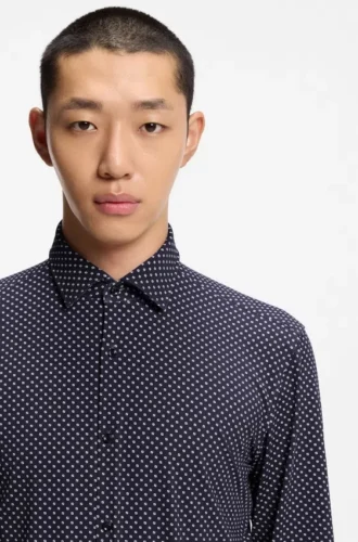 Printed slim-fit shirt in stretch jersey