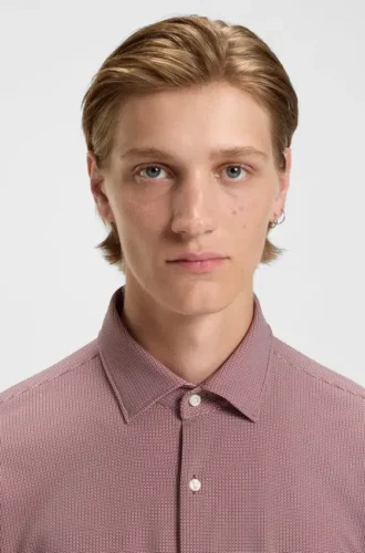 Printed slim-fit shirt in stretch jersey