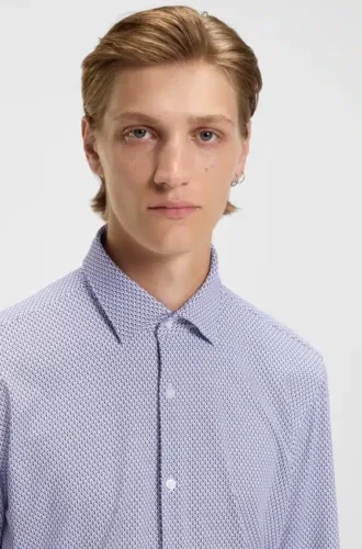 Printed slim-fit shirt in stretch jersey