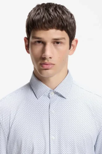 Printed slim-fit shirt in stretch jersey