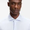 Printed slim-fit shirt in wrinkle-free cotton twill