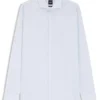 Printed slim-fit shirt in wrinkle-free cotton twill