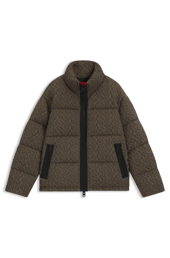 Puffer jacket with cable-knit structure Puffer jacket with cable-knit structure