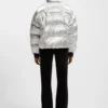 Puffer jacket with silicone logo badge