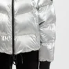 Puffer jacket with silicone logo badge