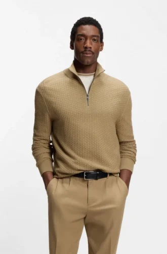 Quarter-zip sweater in cotton