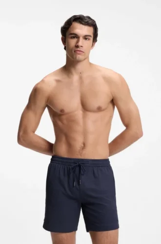 Quick-dry swim shorts in stretch seersucker