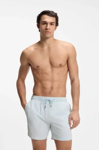 Quick-dry swim shorts in stretch seersucker