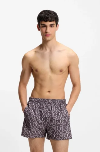 Quick-dry swim shorts with all-over print