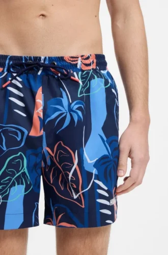 Quick-dry swim shorts with all-over print