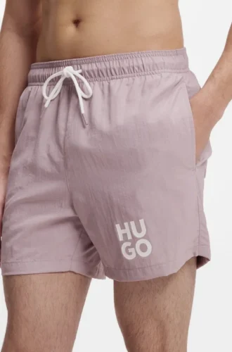 Quick-dry swim shorts with printed stacked logo