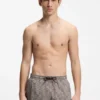 Quick-dry swim shorts with stacked-logo check print