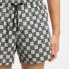 Quick-dry swim shorts with stacked-logo check print