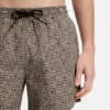 Quick-dry swim shorts with stacked-logo check print