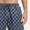 Quick-dry swim shorts with stacked-logo check print