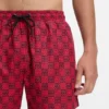 Quick-dry swim shorts with stacked-logo check print