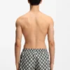 Quick-dry swim shorts with stacked-logo check print