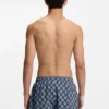 Quick-dry swim shorts with stacked-logo check print