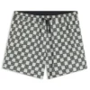 Quick-dry swim shorts with stacked-logo check print