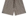 Quick-dry swim shorts with stacked-logo check print