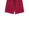 Quick-dry swim shorts with stacked-logo check print