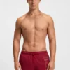 Quick-dry swim shorts with vertical logo print