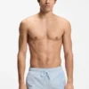 Quick-dry swim shorts with vertical logo print