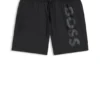 Quick-dry swim shorts with vertical logo print