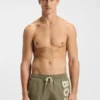 Quick-dry swim shorts with vertical logo print