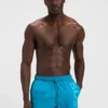 Quick-dry swim shorts with vertical logo print
