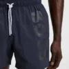 Quick-dry swim shorts with vertical logo print