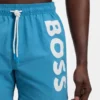 Quick-dry swim shorts with vertical logo print