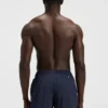 Quick-dry swim shorts with vertical logo print