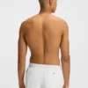 Quick-dry swim shorts with vertical logo print