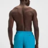 Quick-dry swim shorts with vertical logo print