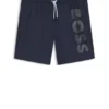 Quick-dry swim shorts with vertical logo print