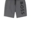 Quick-dry swim shorts with vertical logo print