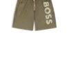 Quick-dry swim shorts with vertical logo print